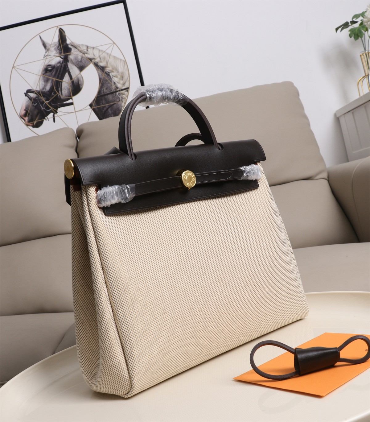 HERMES Herbag Zip Cabine Black & White