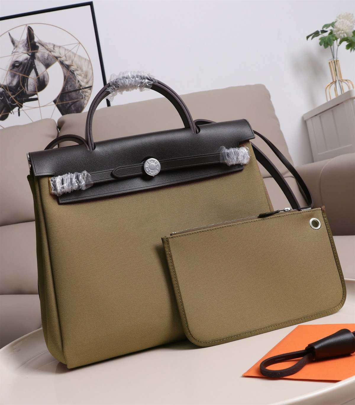 HERMES Herbag Zip Cabine Gray-green