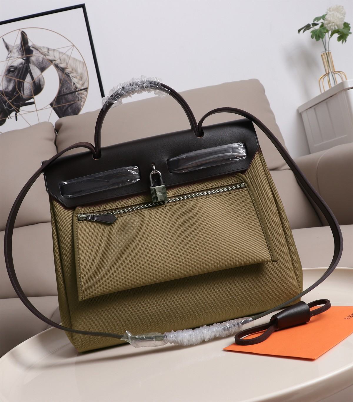 HERMES Herbag Zip Cabine Gray-green