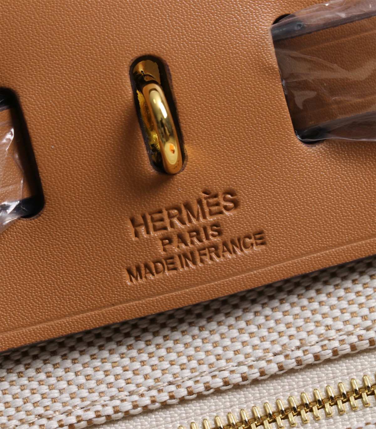 HERMES Herbag Zip Cabine Brown White