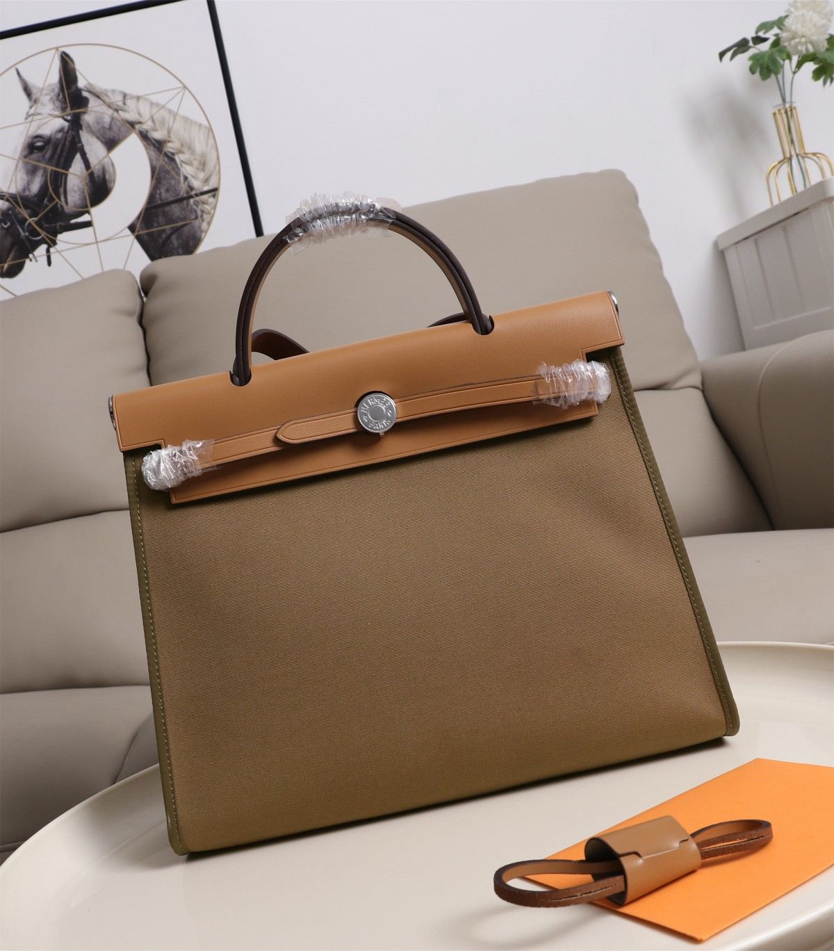 HERMES Herbag Zip Cabine Brown 