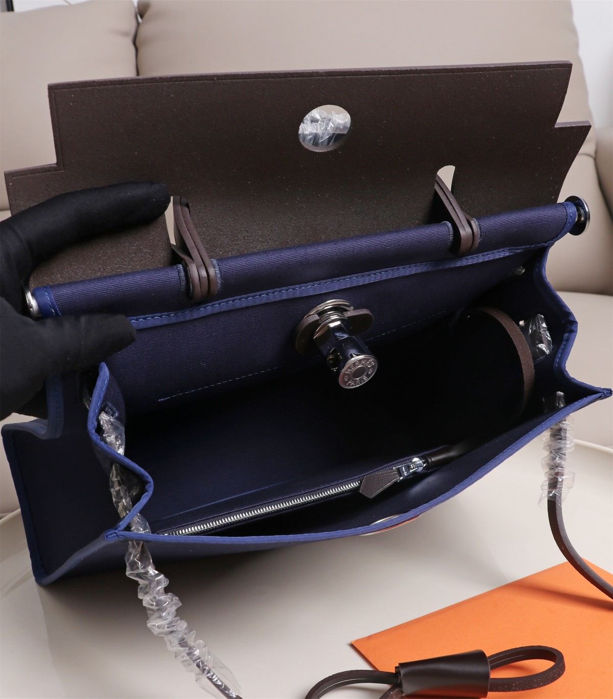 HERMES Herbag Zip Cabine Bleu Dcean