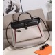 HERMES Herbag Zip Cabine Ebony White