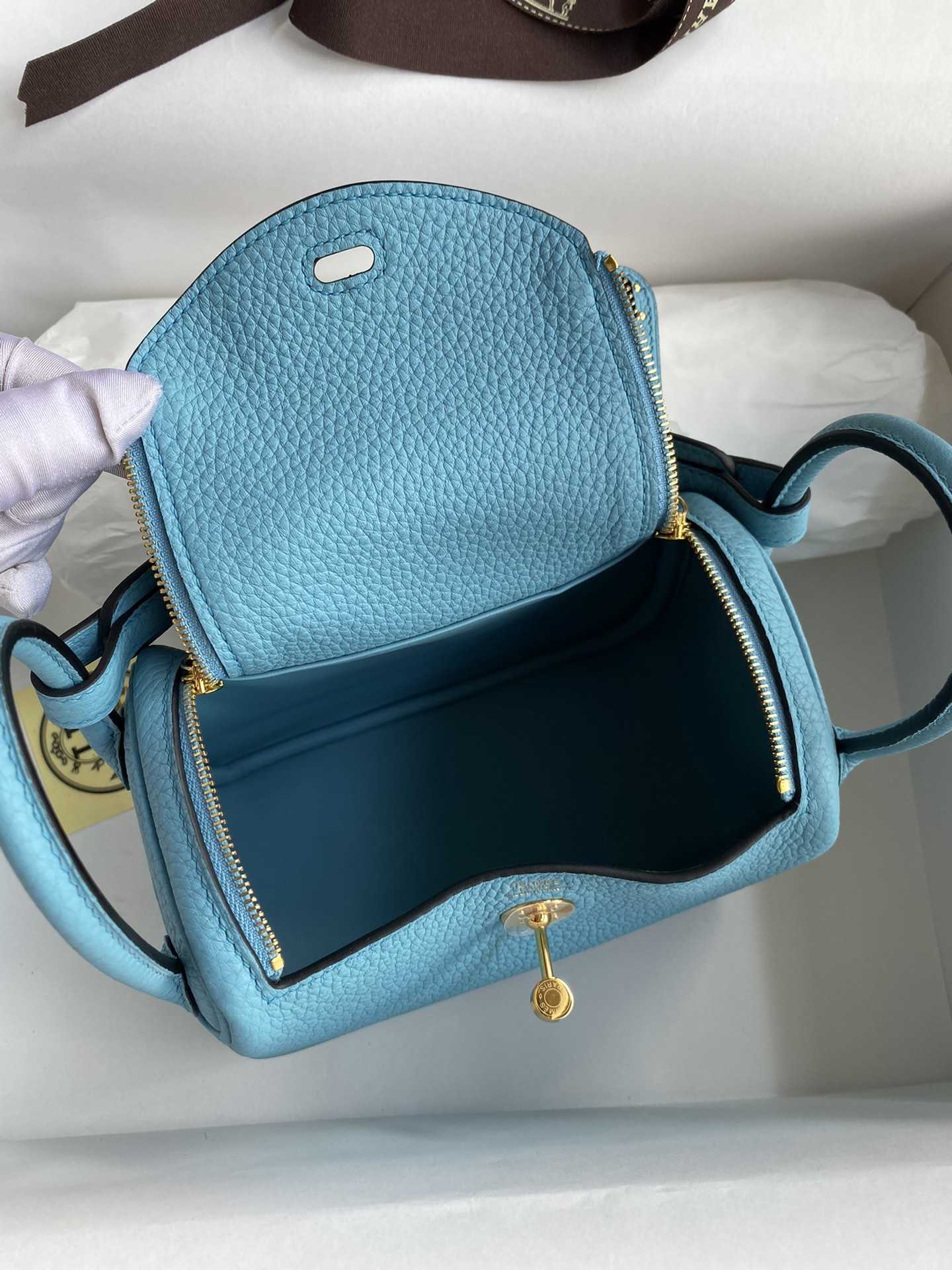 HERMES Lindy 19 Bleu De Noo