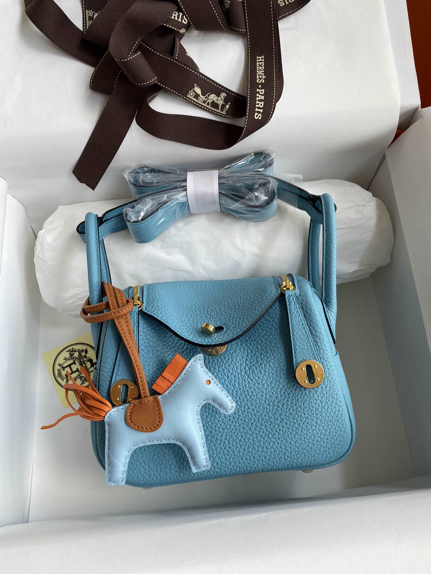 HERMES Lindy 19 Bleu De Noo