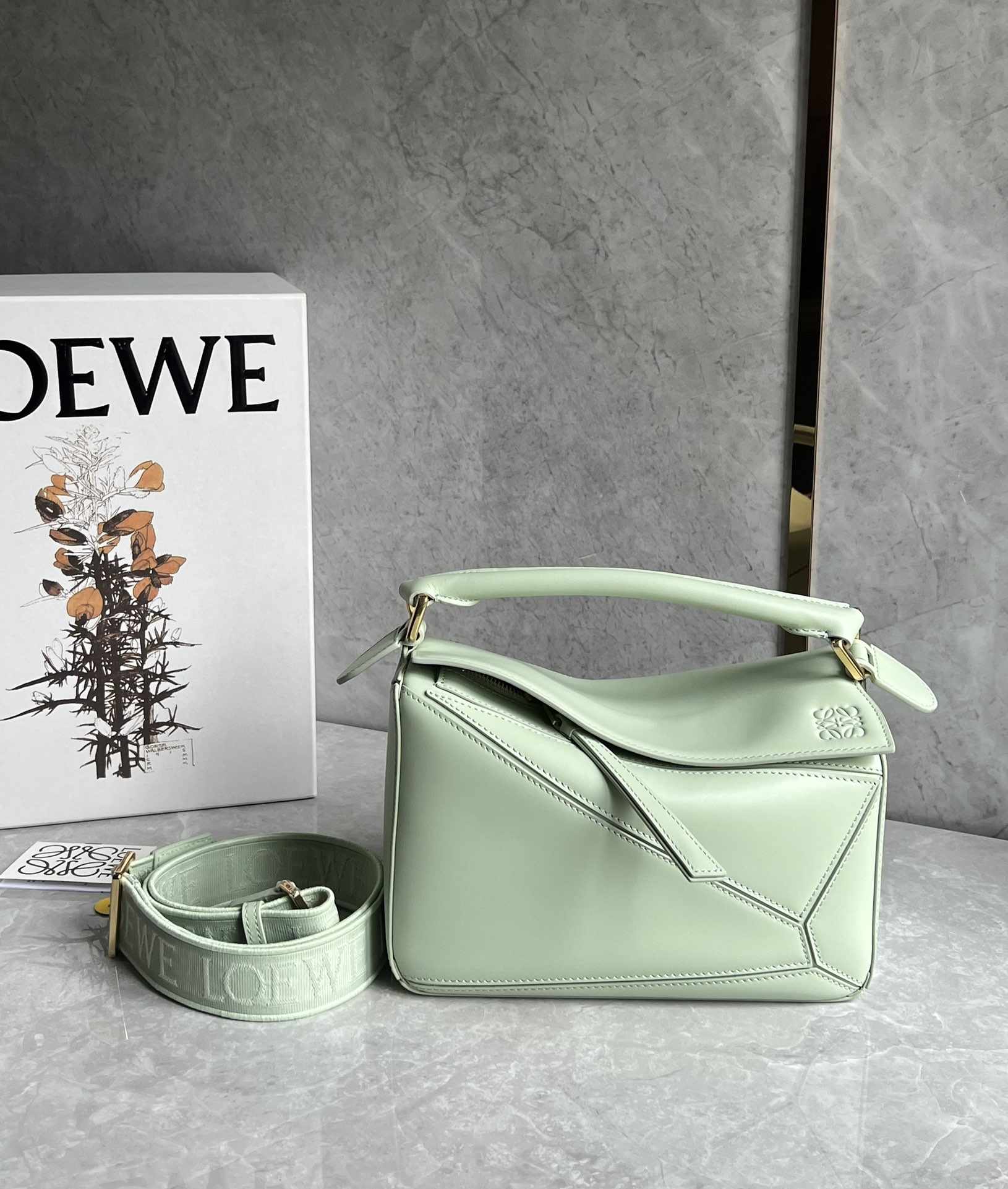 LOEWE Small Puzzle bag in Classic Calfskin Spring Jade