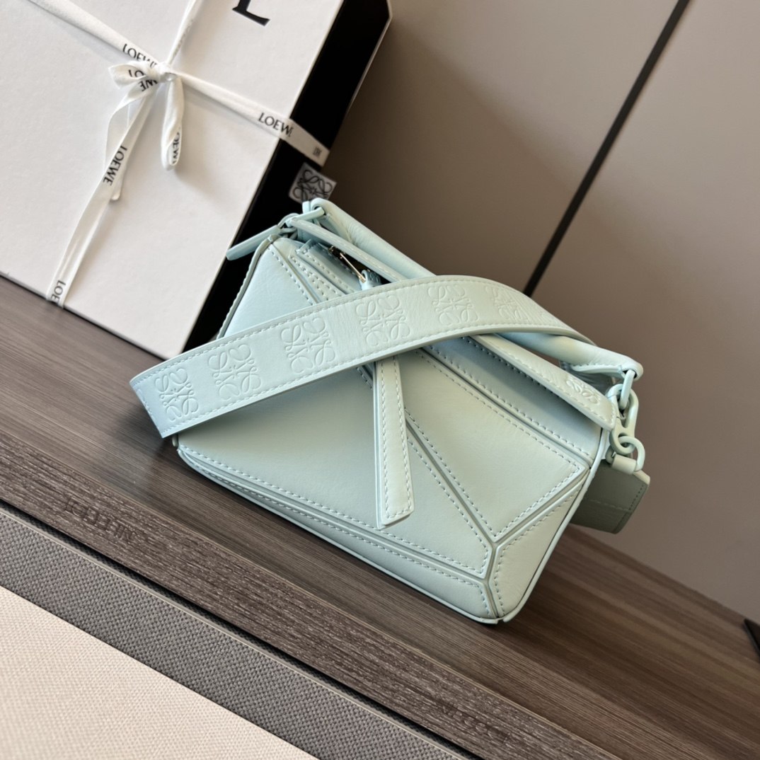 LOEWE Mini Puzzle bag in Classic Calfskin Blue Iceberg