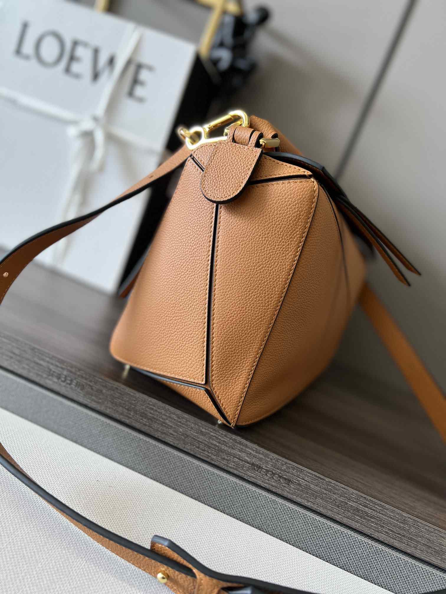 LOEWE Medium Puzzle bag in Soft Grained Calfskin Toffee