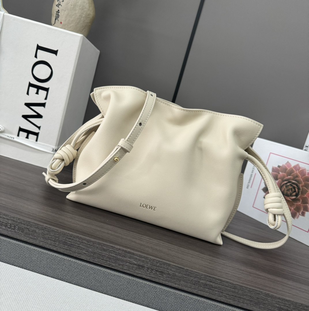 LOEWE Mini Flamenco Clutch in Nappa Calfskin White