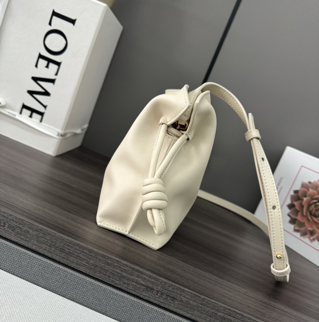 LOEWE Mini Flamenco Clutch in Nappa Calfskin White