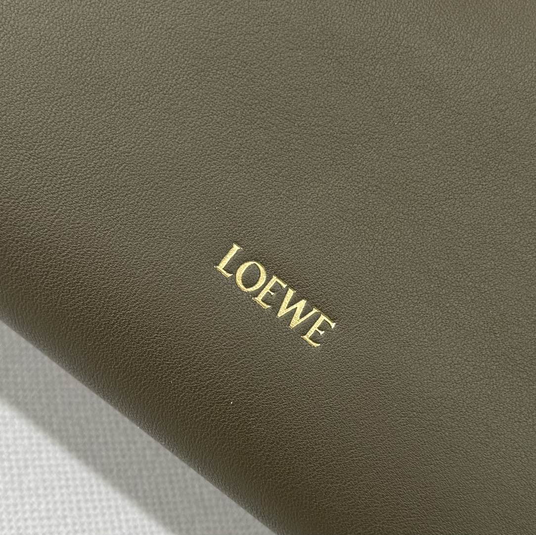 LOEWE Mini Flamenco Clutch in Nappa Calfskin Dark Khaki Green