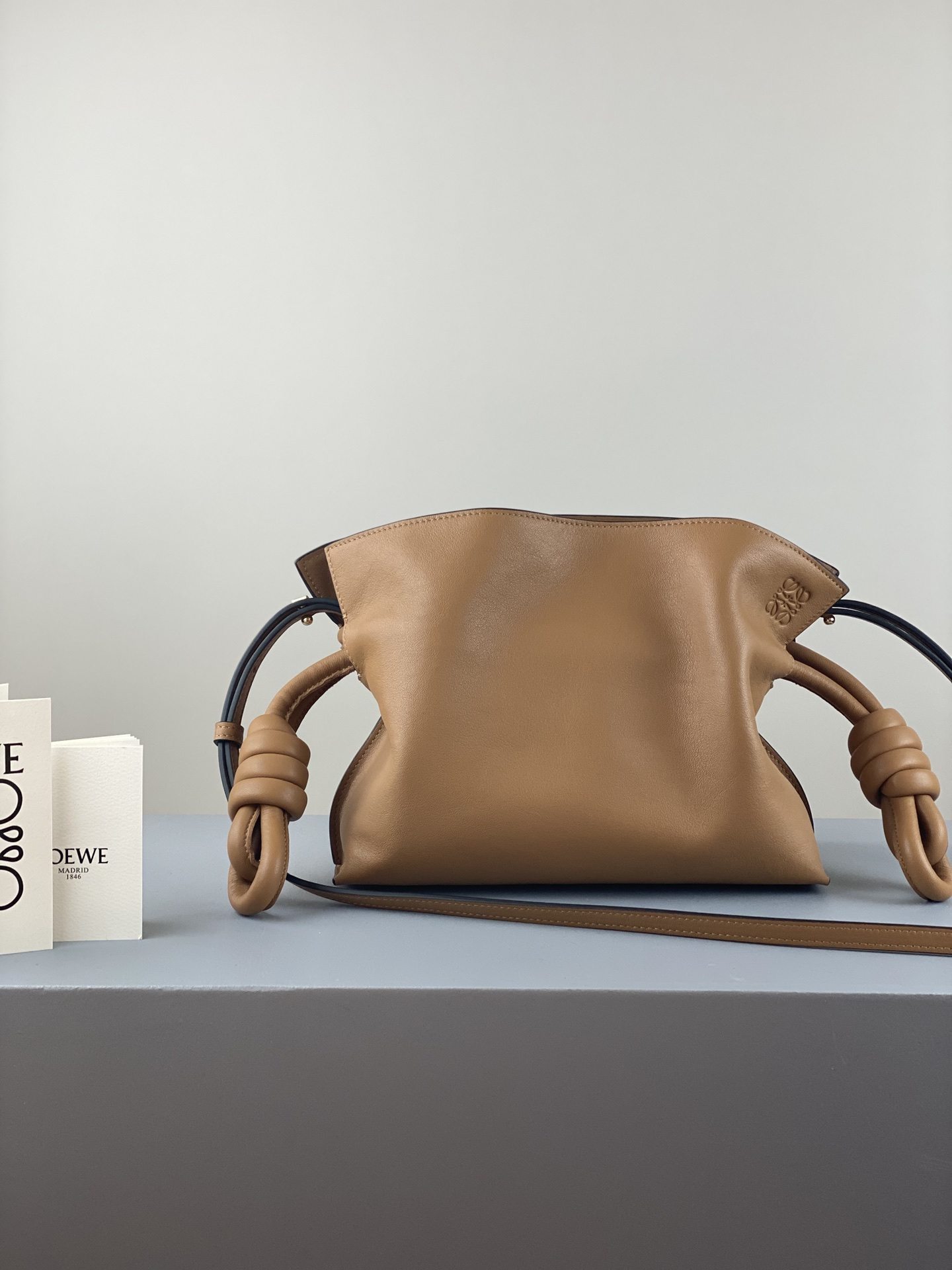 LOEWE Mini Flamenco Clutch in Nappa Calfskin Brown