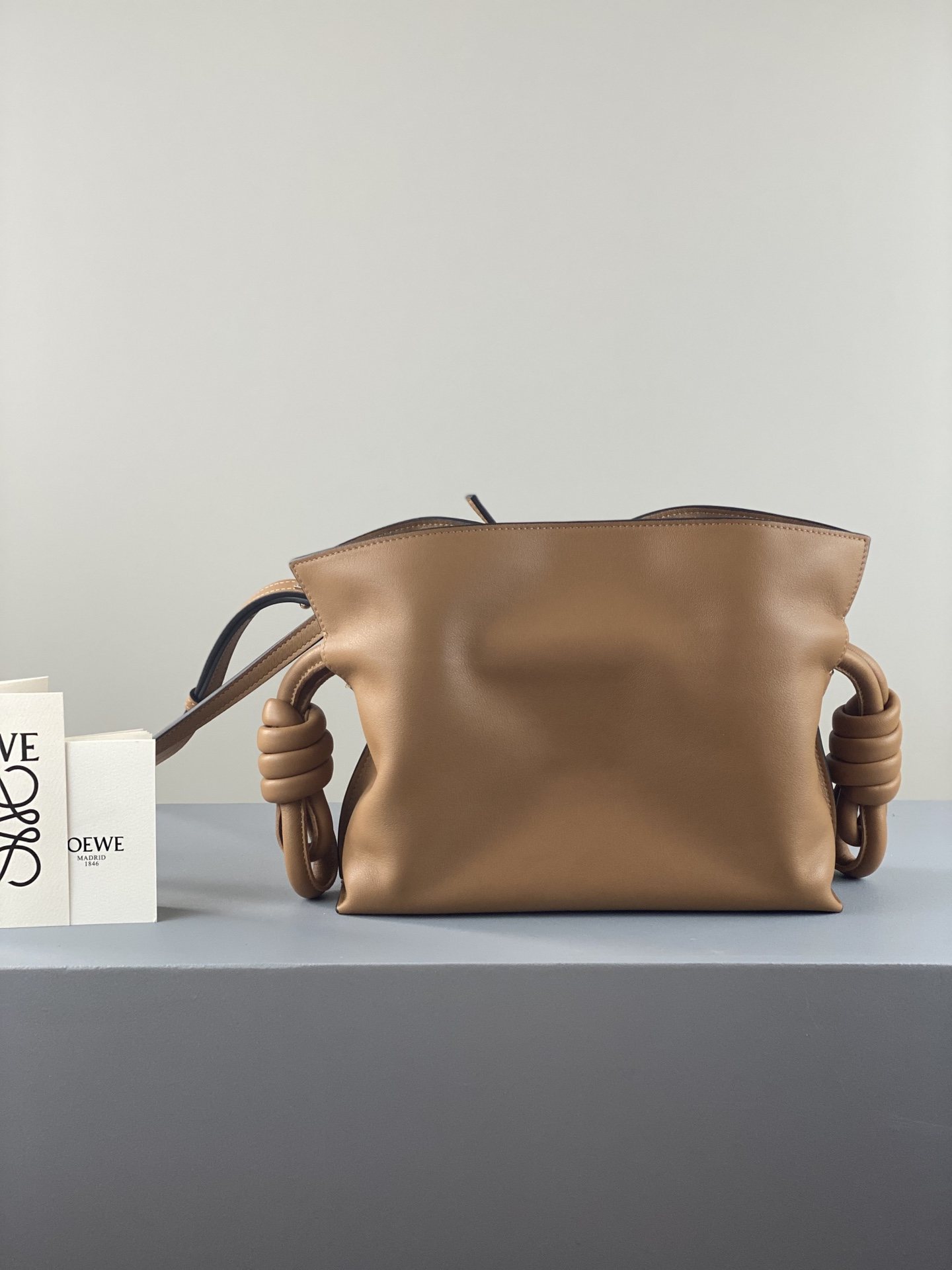 LOEWE Mini Flamenco Clutch in Nappa Calfskin Brown