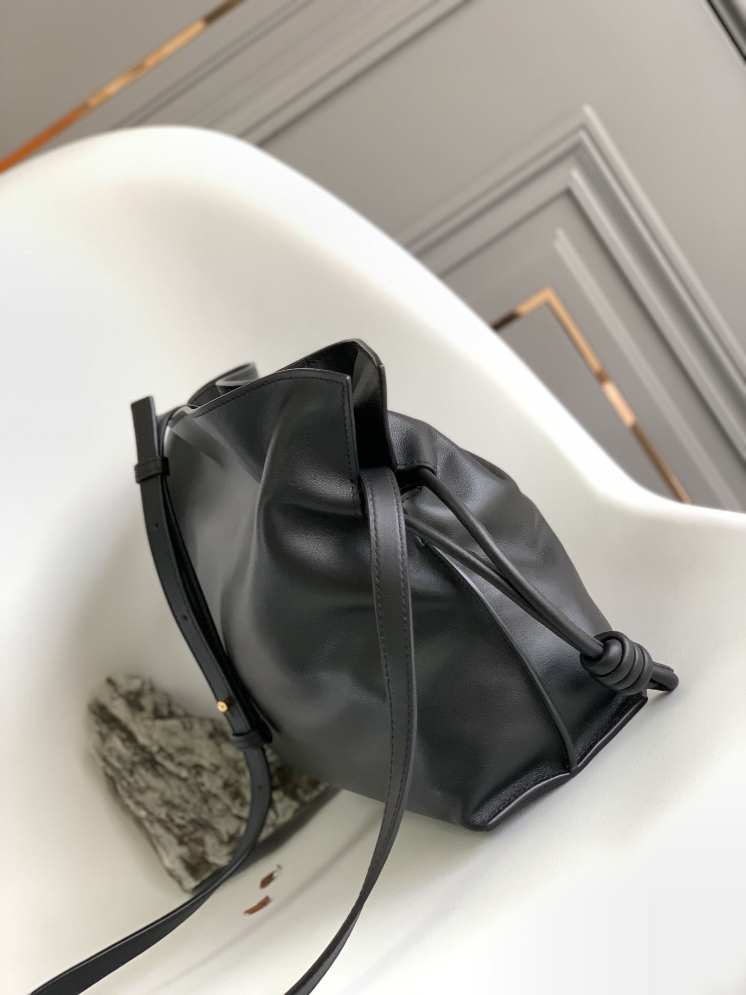 LOEWE Medium Flamenco Clutch in Nappa Calfskin Black