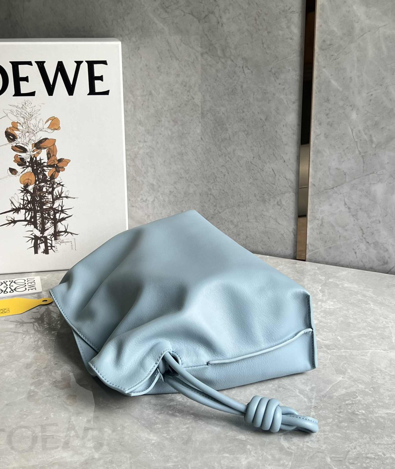 LOEWE Medium Flamenco Clutch in Nappa Calfskin Light Blue