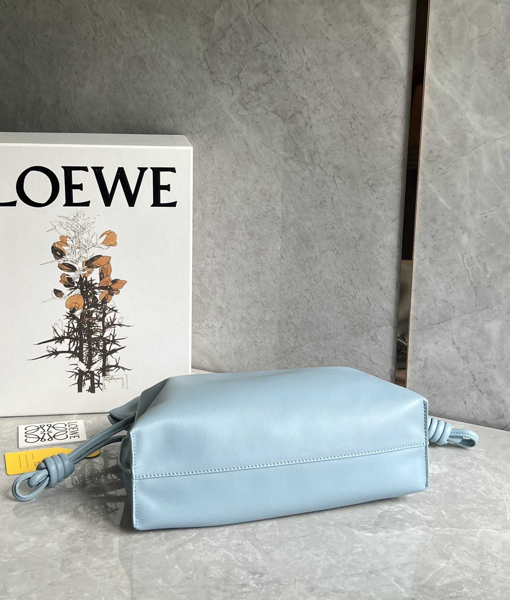 LOEWE Medium Flamenco Clutch in Nappa Calfskin Light Blue