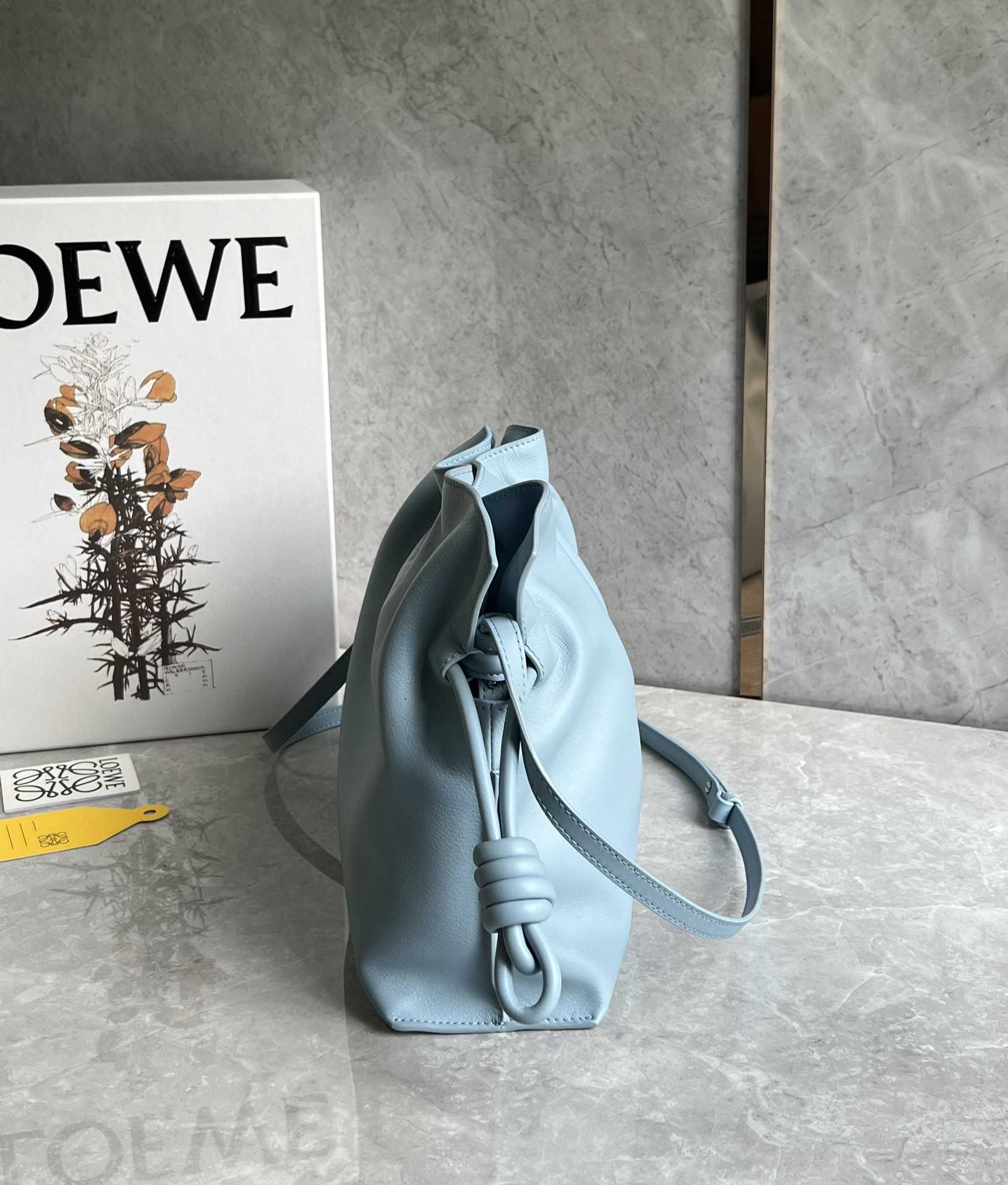 LOEWE Medium Flamenco Clutch in Nappa Calfskin Light Blue