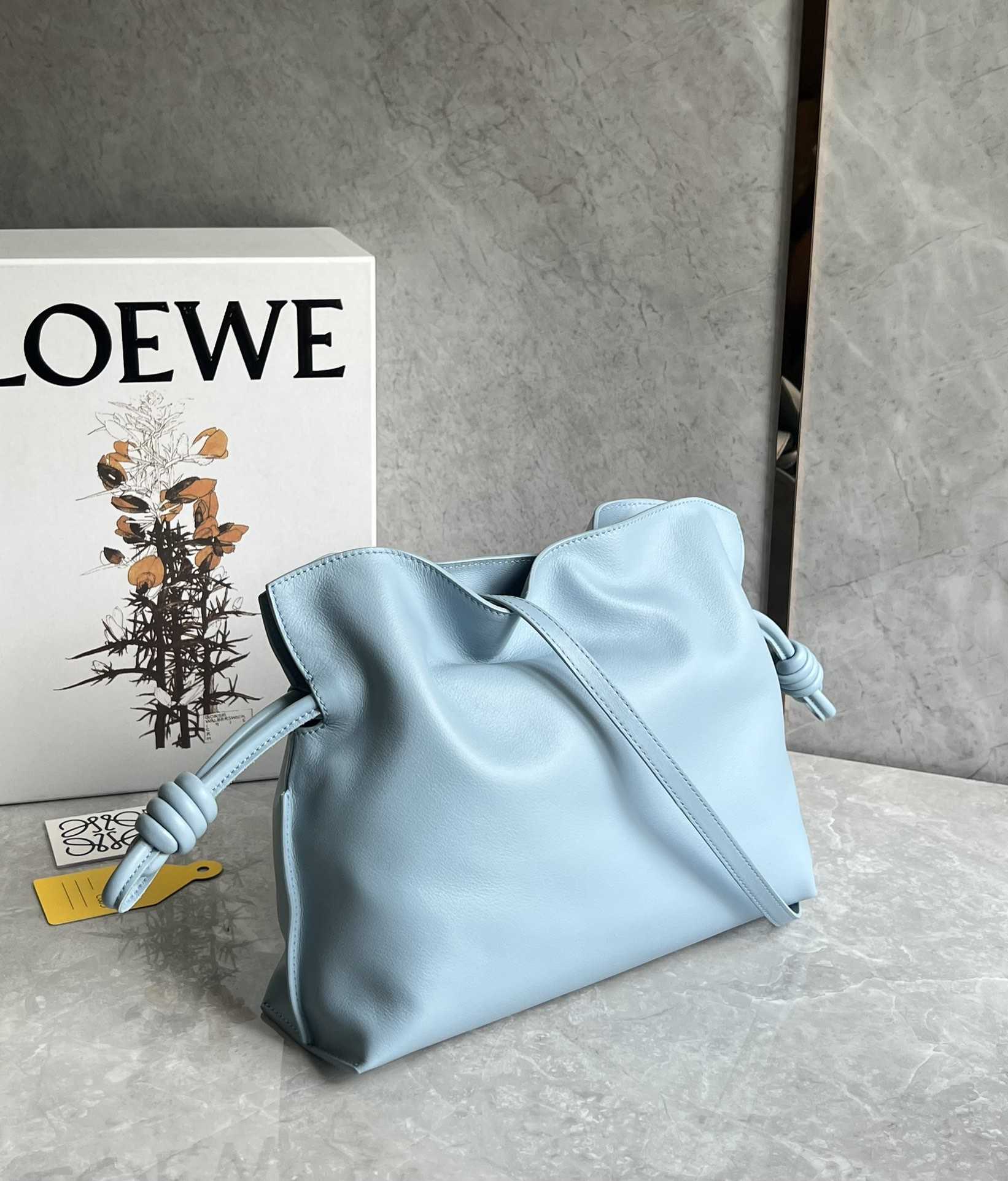 LOEWE Medium Flamenco Clutch in Nappa Calfskin Light Blue