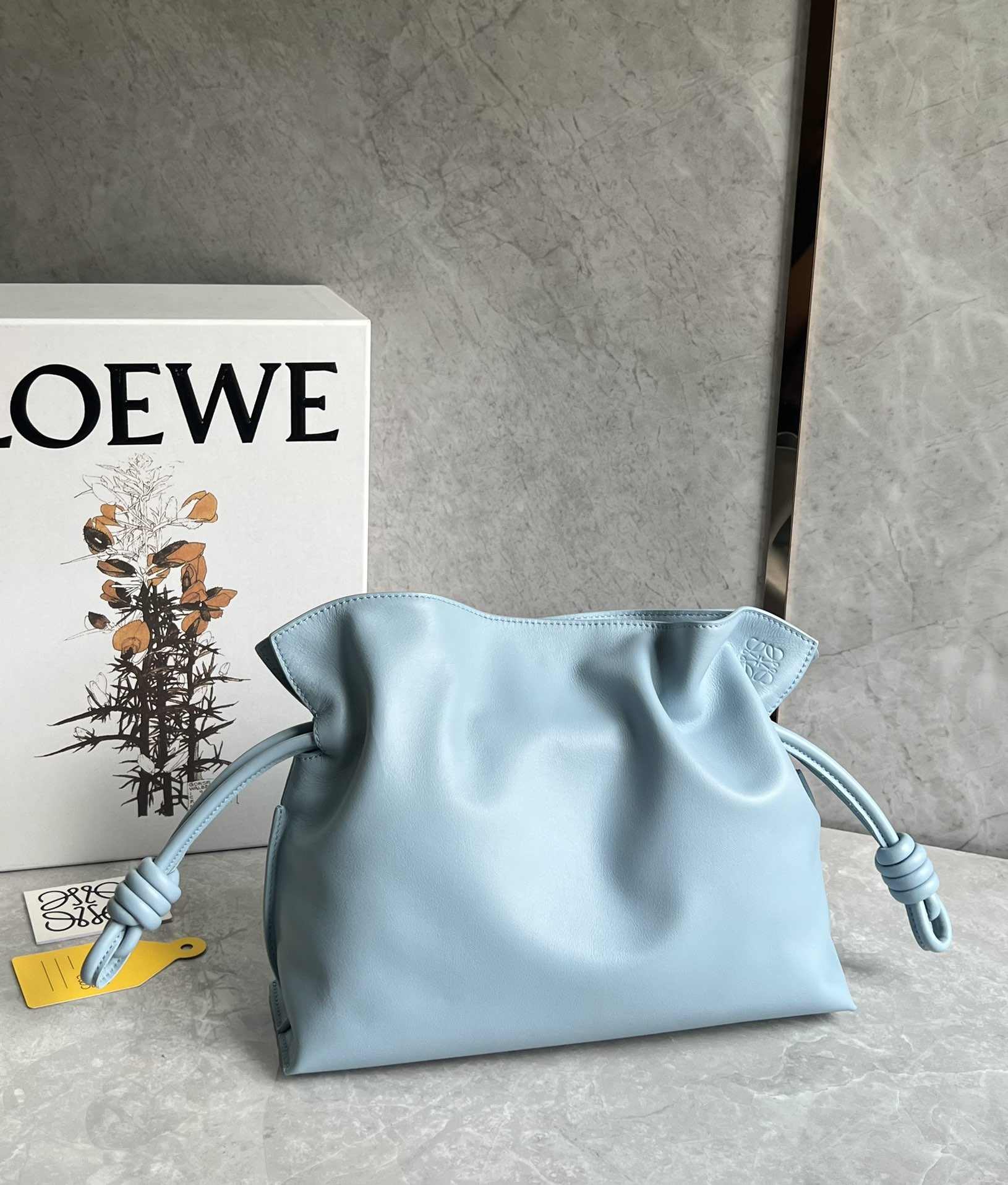 LOEWE Medium Flamenco Clutch in Nappa Calfskin Light Blue