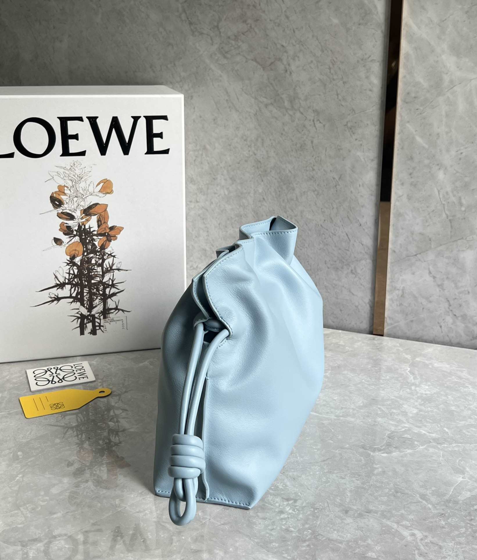 LOEWE Medium Flamenco Clutch in Nappa Calfskin Light Blue