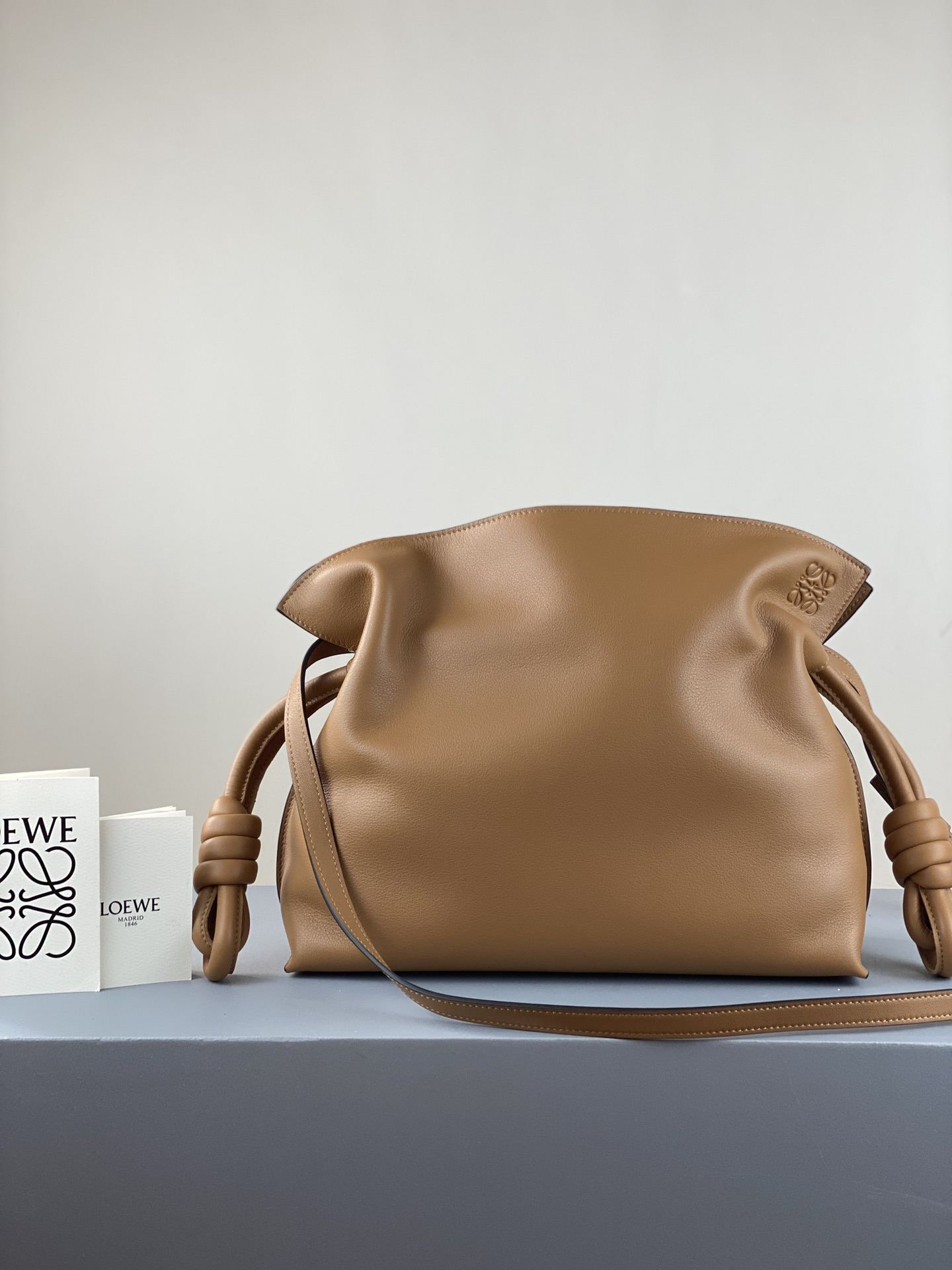 LOEWE Medium Flamenco Clutch in Nappa Calfskin Tan