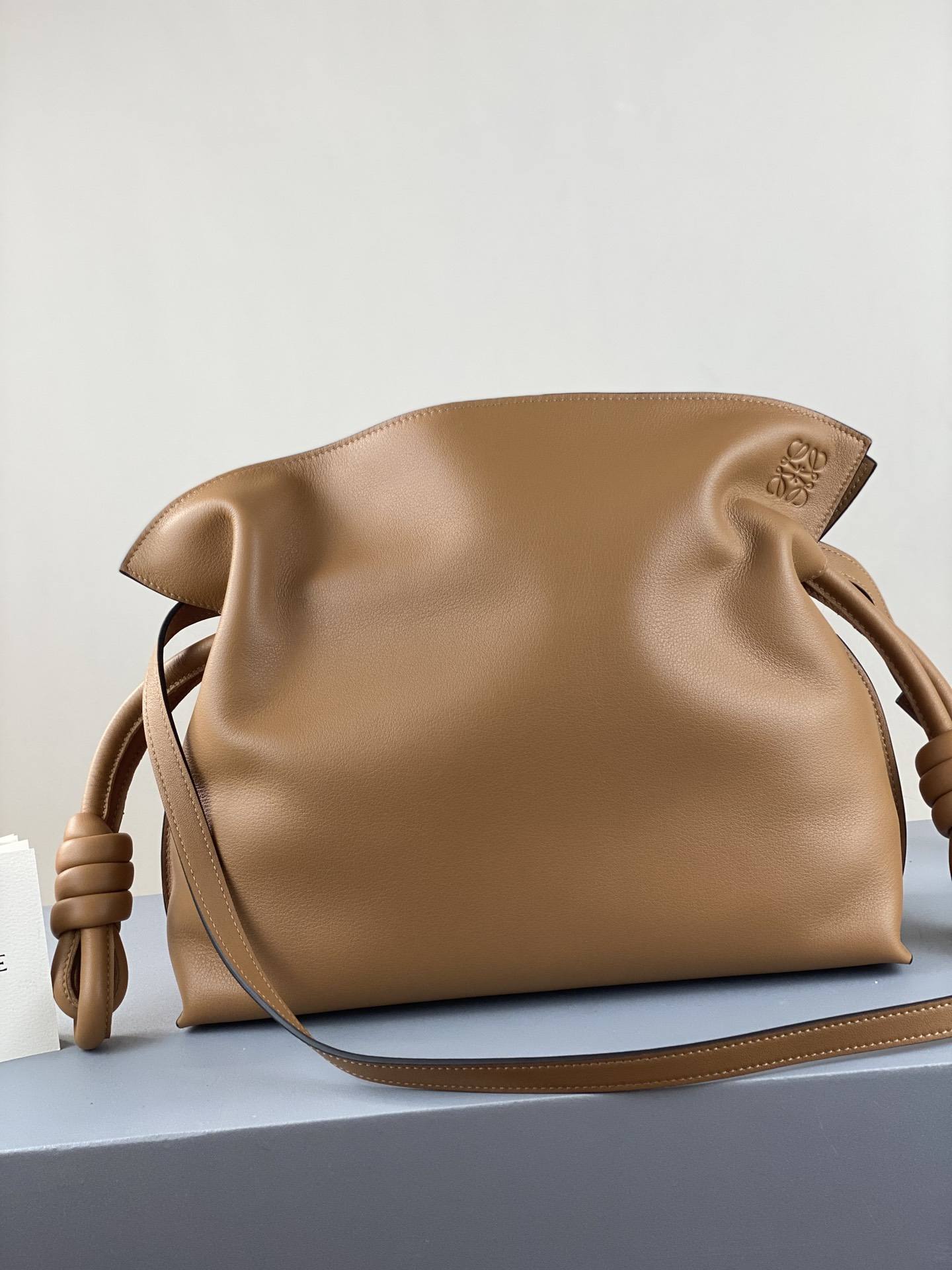 LOEWE Medium Flamenco Clutch in Nappa Calfskin Tan