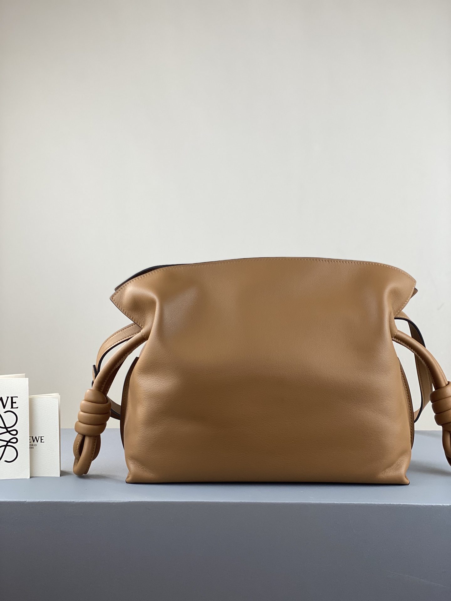 LOEWE Medium Flamenco Clutch in Nappa Calfskin Tan