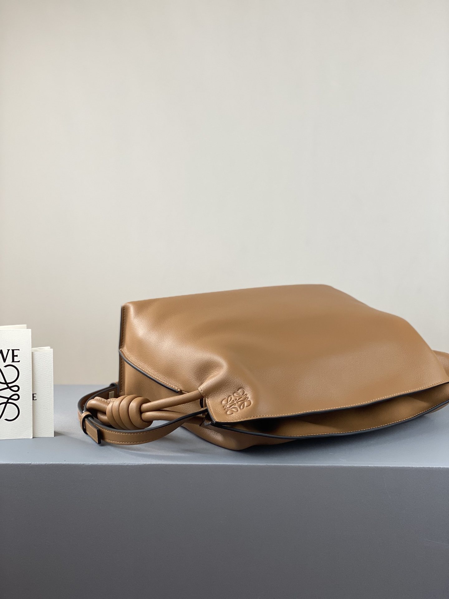 LOEWE Medium Flamenco Clutch in Nappa Calfskin Tan