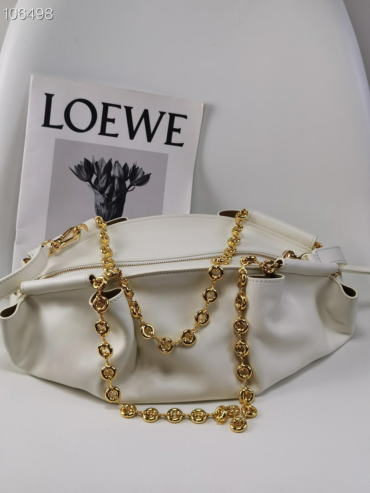 LOEWE Small Paseo Bag in Shiny Sappa Calfskin White