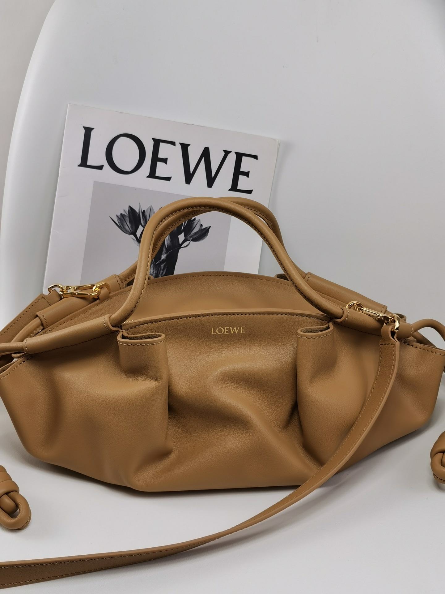 LOEWE Small Paseo Bag in Shiny Sappa Calfskin Oak