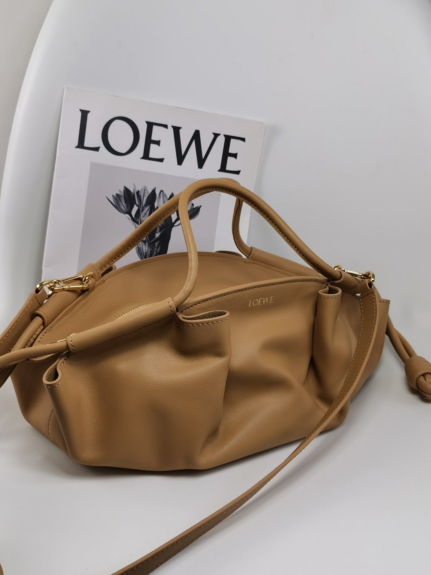 LOEWE Small Paseo Bag in Shiny Sappa Calfskin Oak