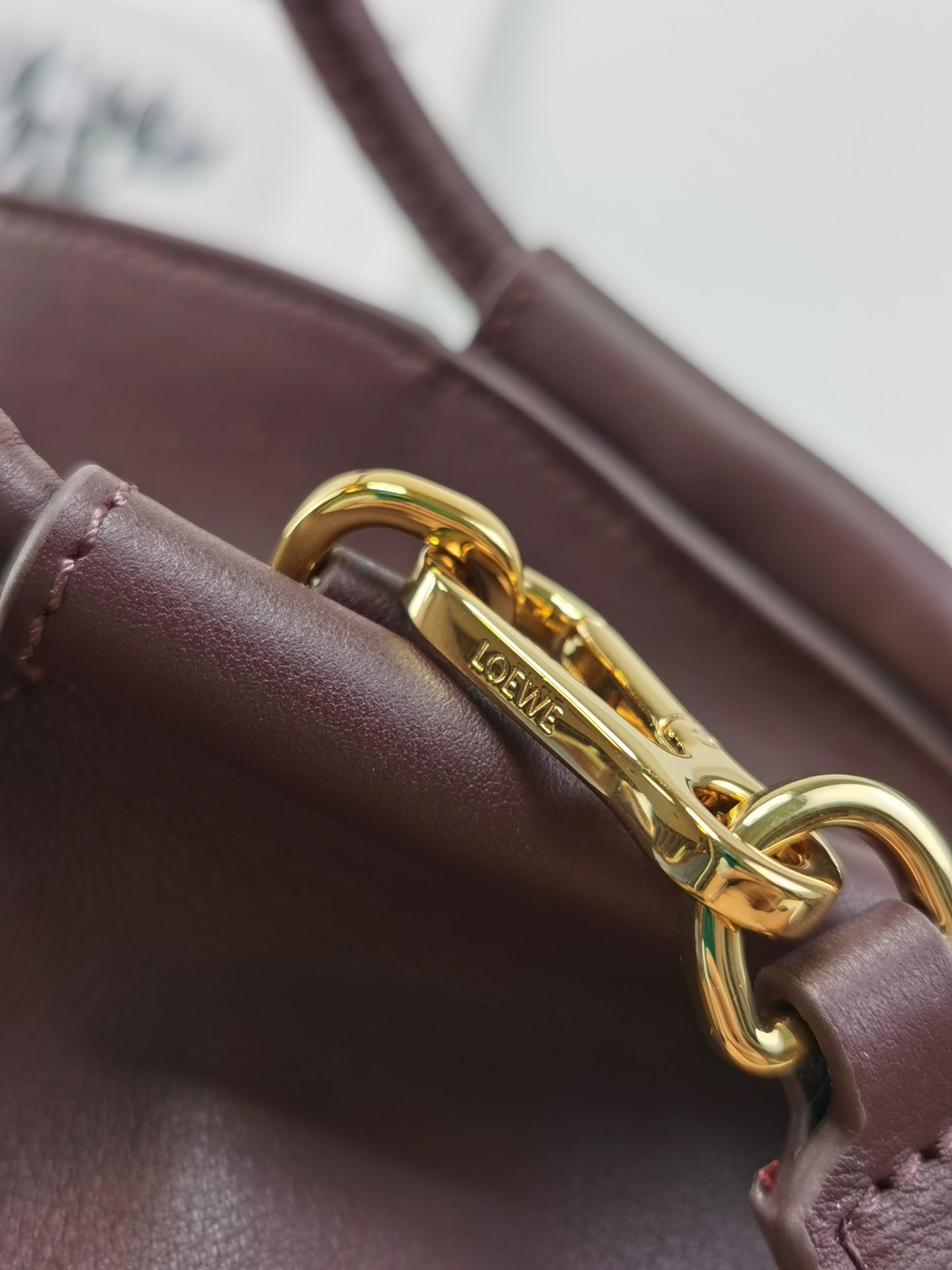 LOEWE Small Paseo Bag in Shiny Sappa Calfskin Burgundy