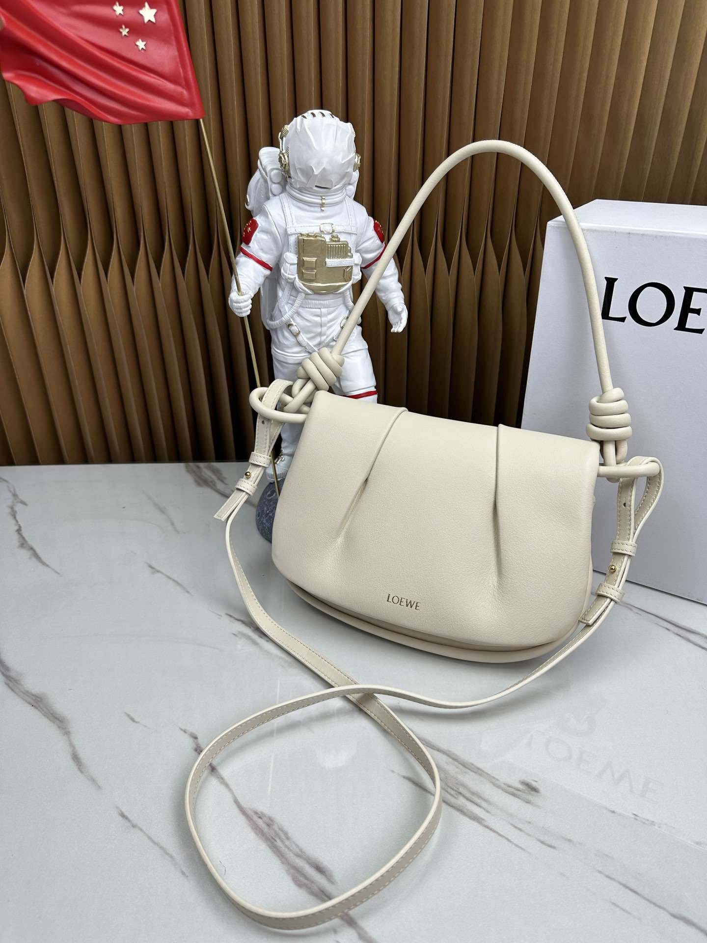 LOEWE Paseo Satchel in Shiny Nappa Calfskin Angora