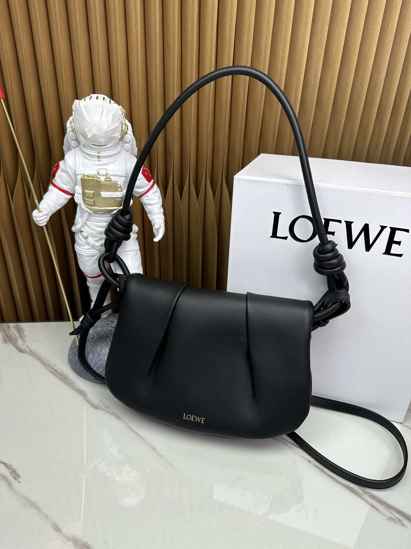 LOEWE Paseo Satchel in Shiny Nappa Calfskin Black