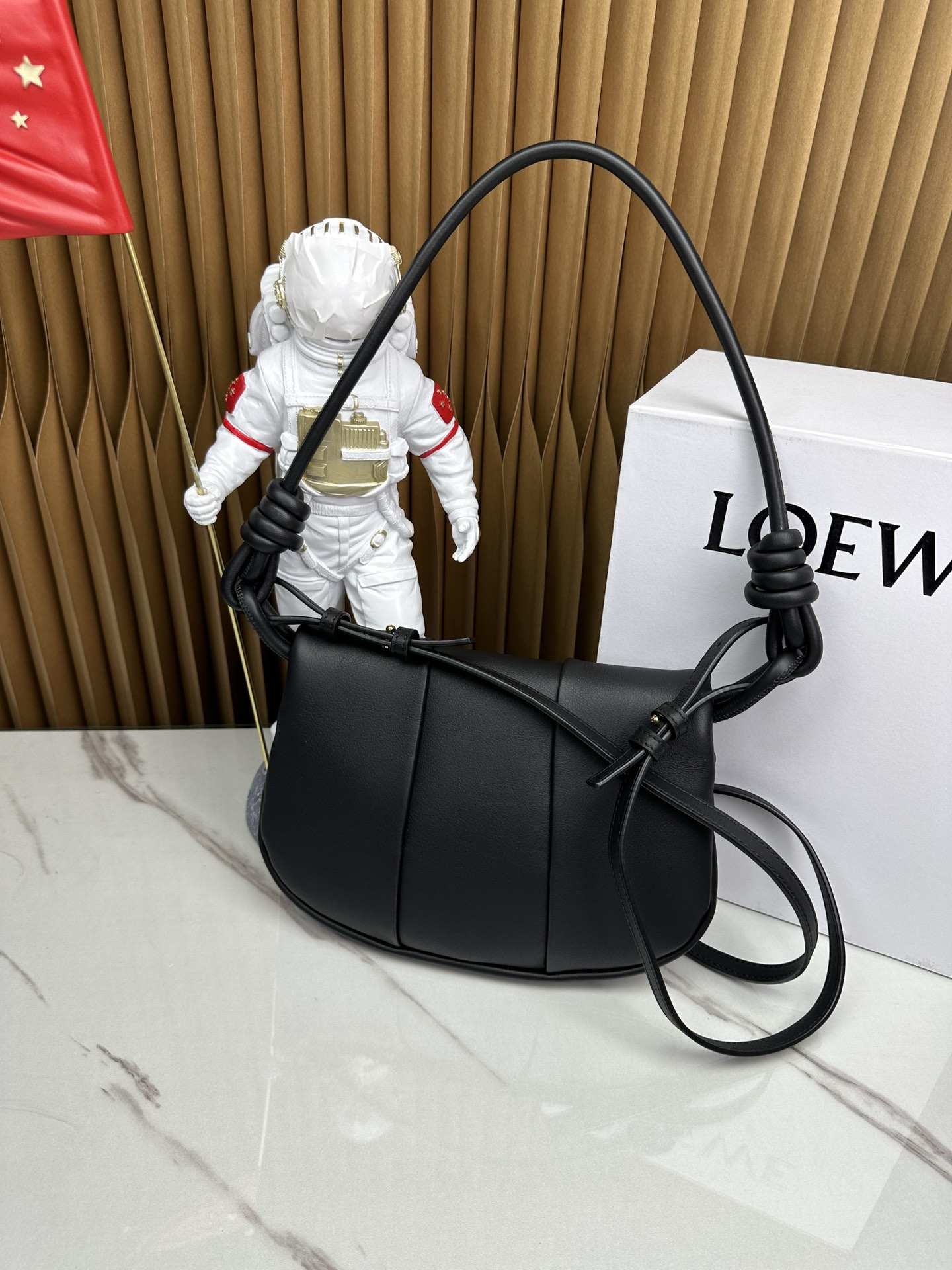 LOEWE Paseo Satchel in Shiny Nappa Calfskin Black