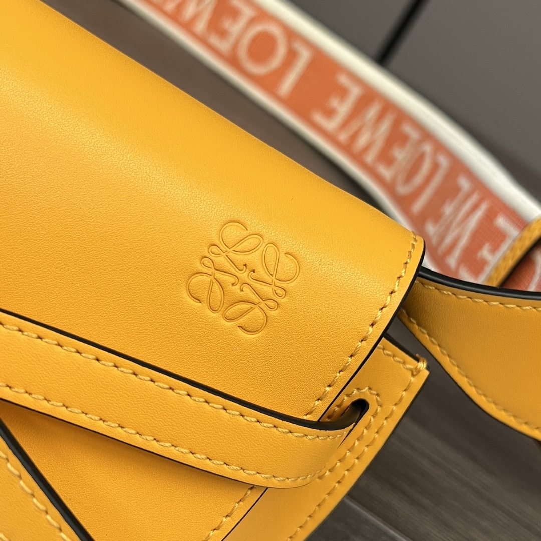 LOEWE Mini Gate Dual bag in Soft Calfskin and Jacquard Yellow