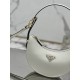 PRADA Arqué Leather Shoulder Bag White