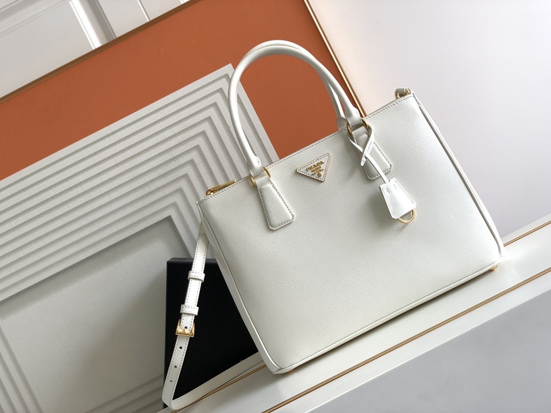 PRADA Large Prada Galleria Saffiano Leather Bag White