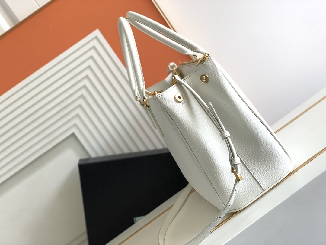 PRADA Large Prada Galleria Saffiano Leather Bag White