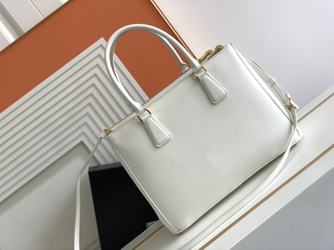 PRADA Large Prada Galleria Saffiano Leather Bag White