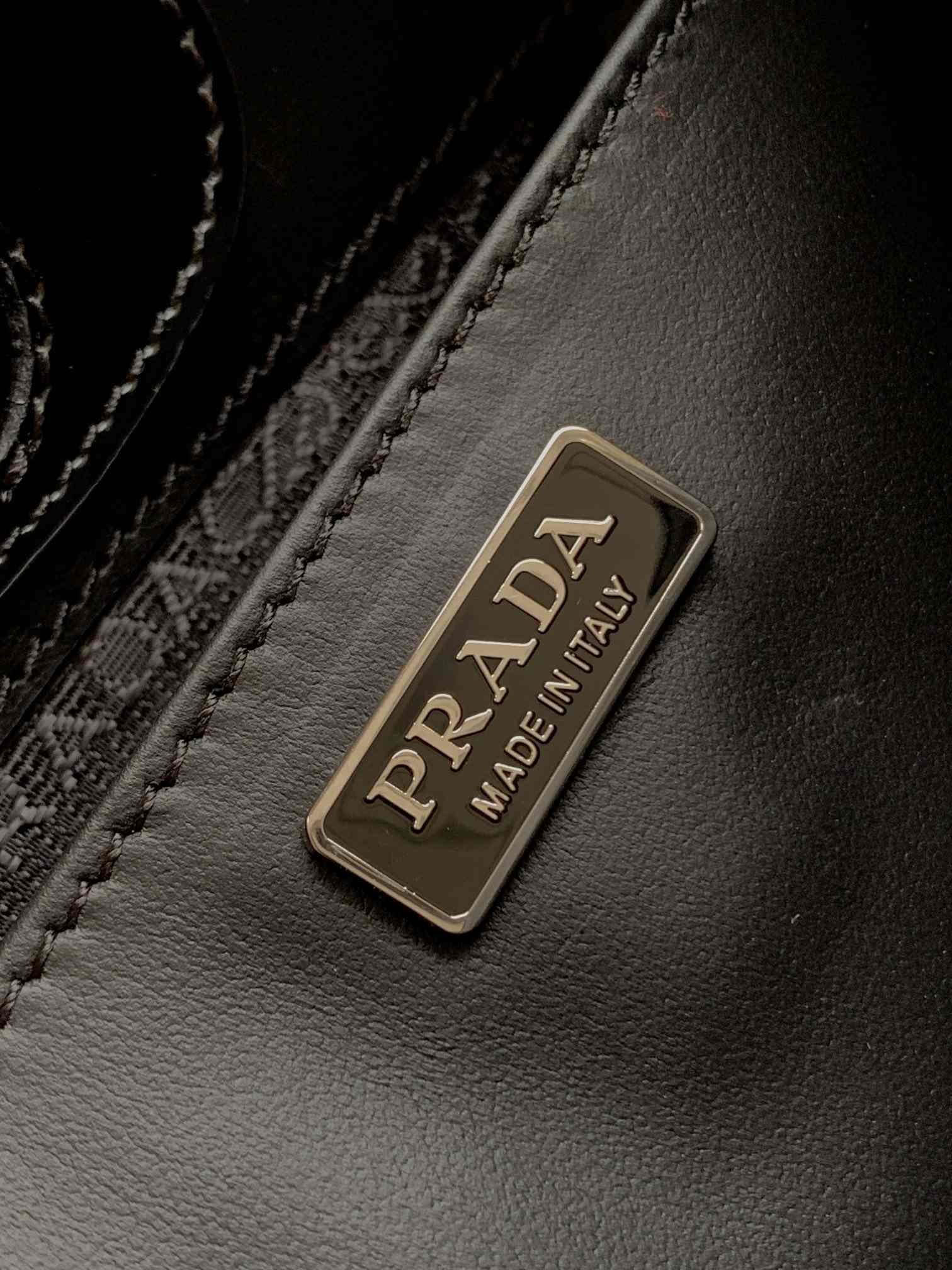 PRADA Large Cleo Brushed Leather Shoulder Bag Black