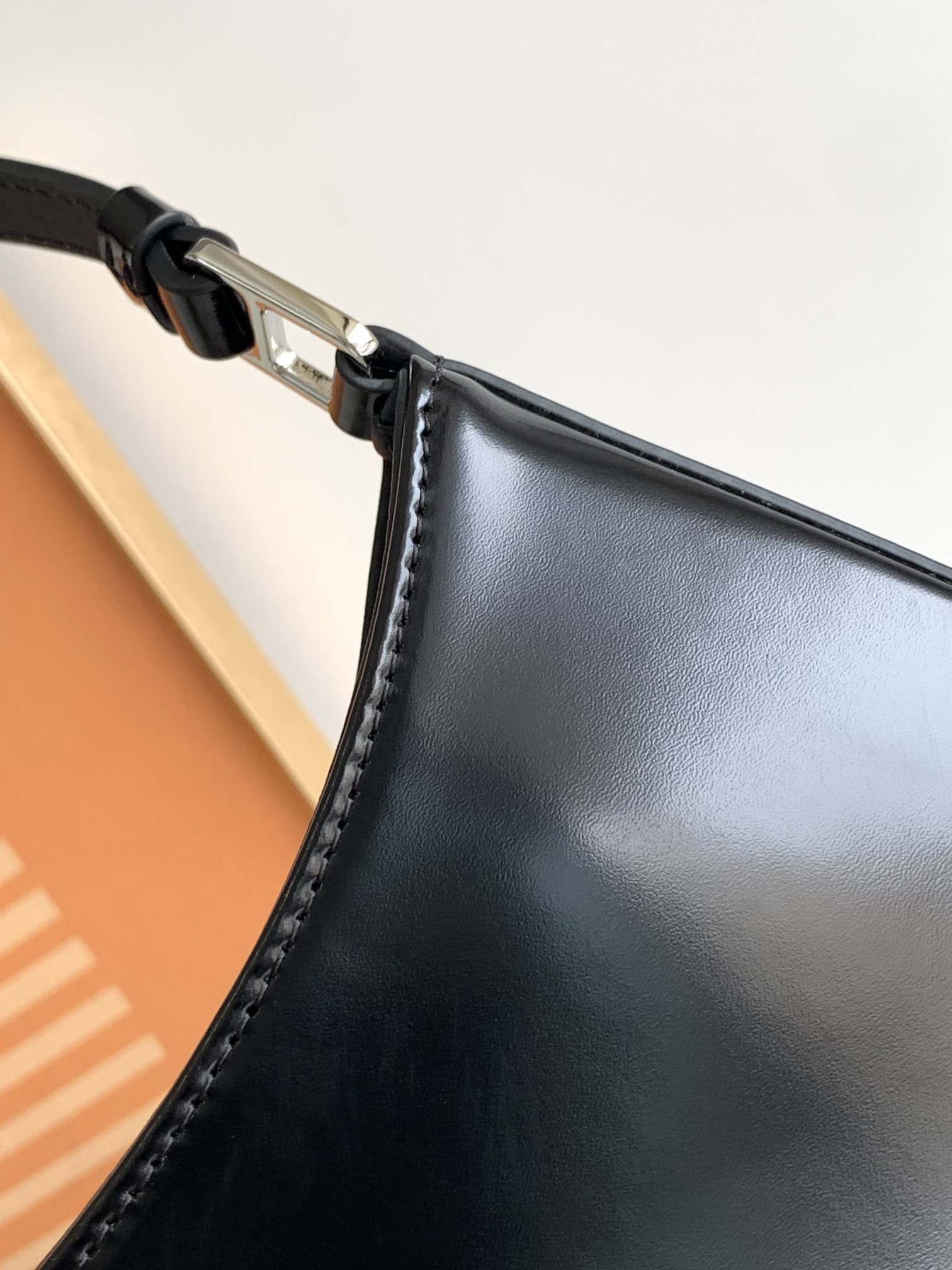 PRADA Cleo Brushed Leather Shoulder Bag Black