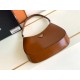 PRADA Cleo Brushed Leather Shoulder Bag Brown