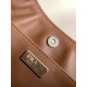 PRADA Cleo Brushed Leather Shoulder Bag Brown