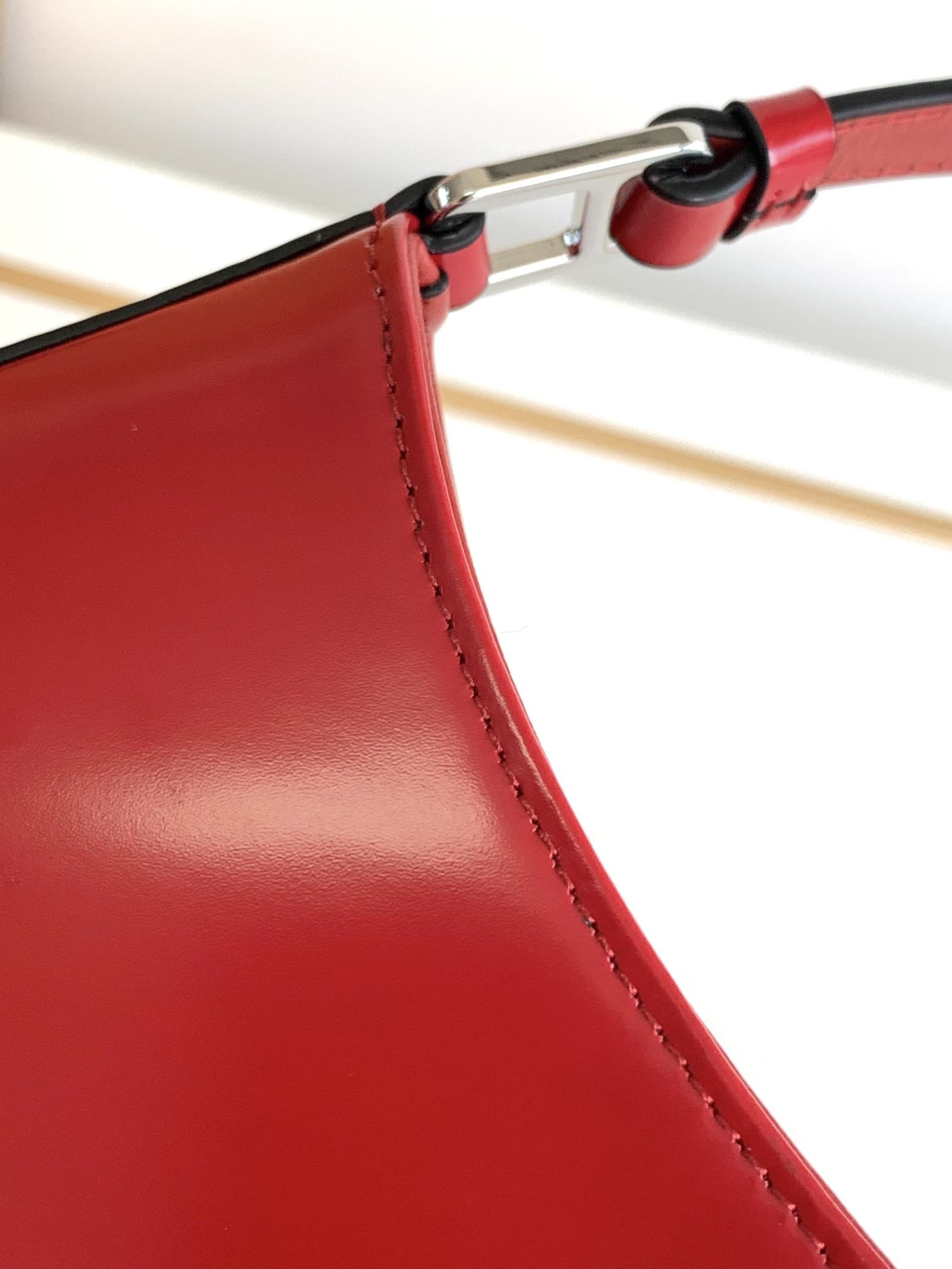 PRADA Cleo Brushed Leather Shoulder Bag Red