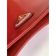 PRADA Cleo Brushed Leather Shoulder Bag Red