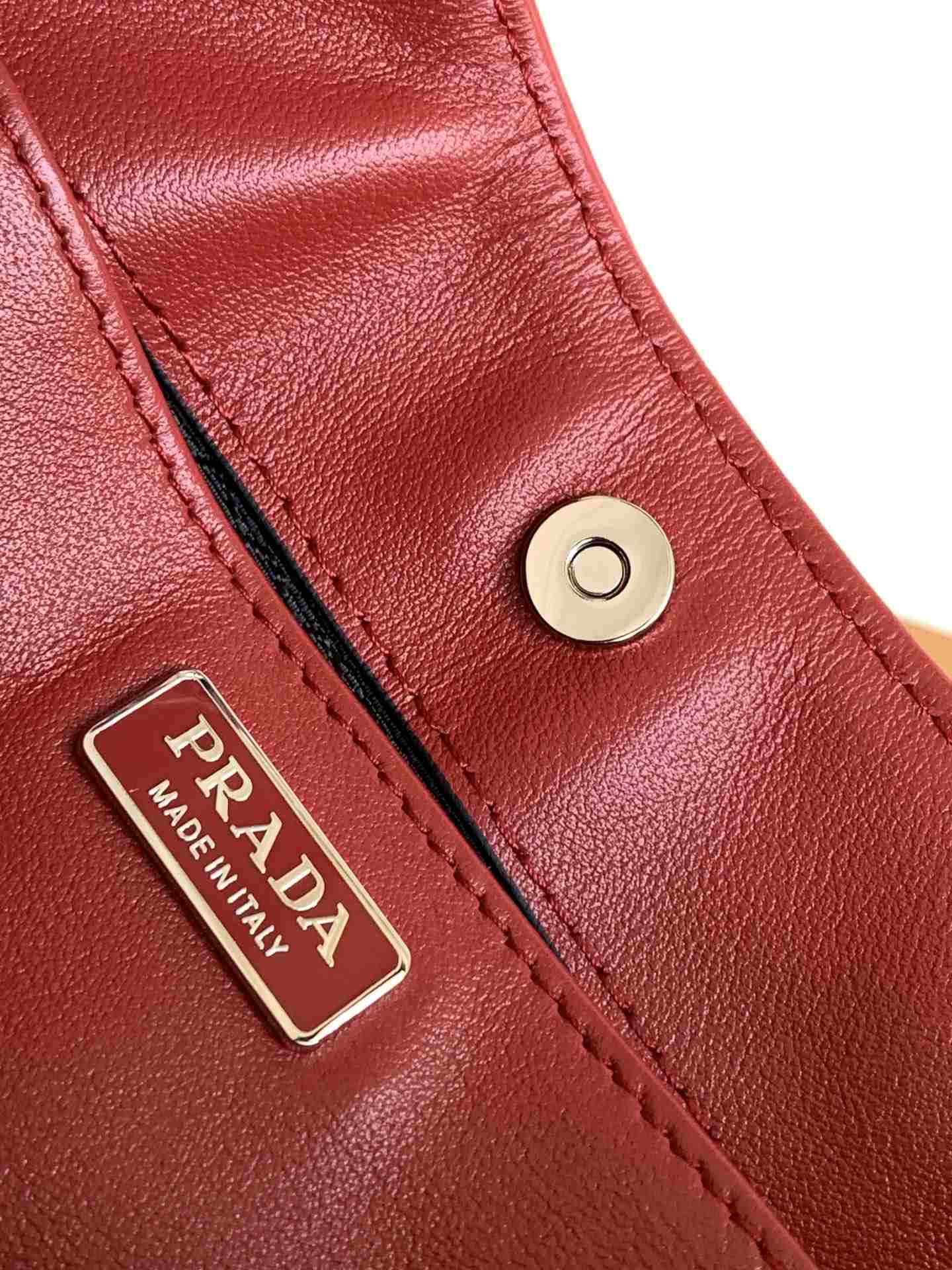 PRADA Cleo Brushed Leather Shoulder Bag Red