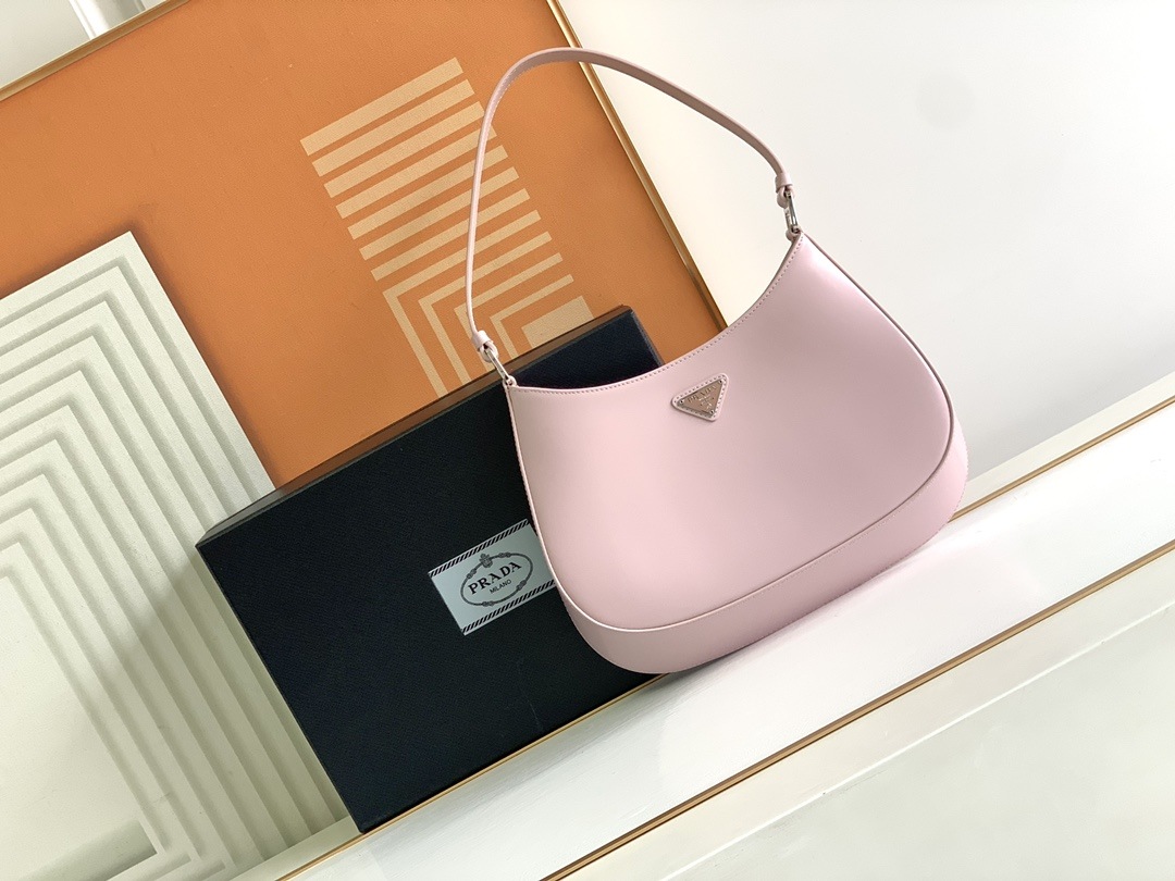 PRADA Cleo Brushed Leather Shoulder Bag Pink