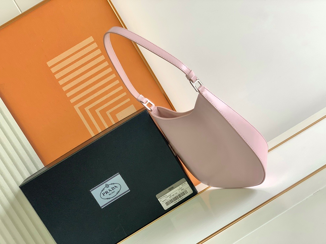 PRADA Cleo Brushed Leather Shoulder Bag Pink