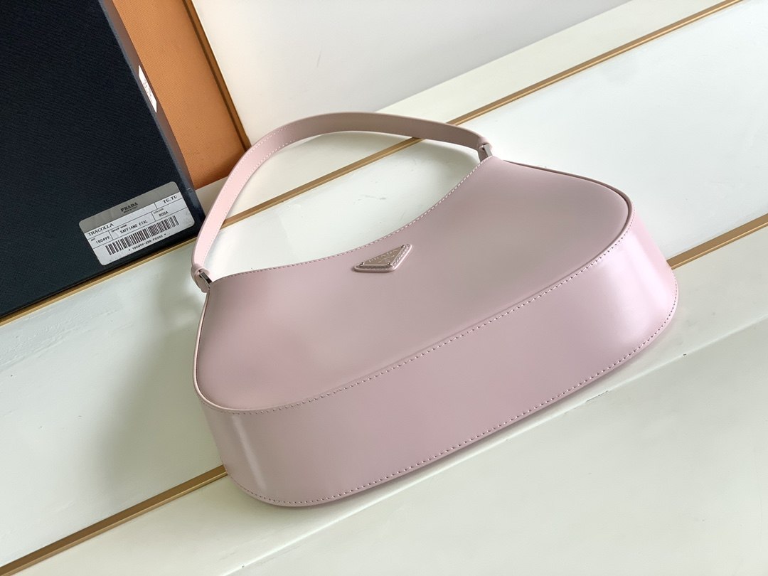 PRADA Cleo Brushed Leather Shoulder Bag Pink